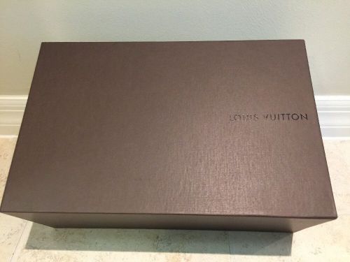 (1) One Louis Vuitton LV Hard Empty Rectangle Brown Gift Shoe Box Leather String