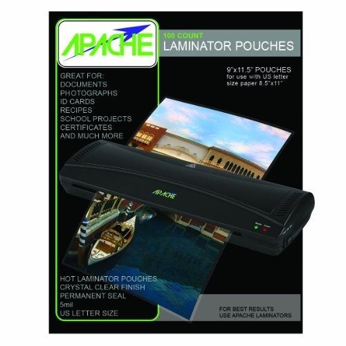 Apache thermal pouches laminating 100 count paper letter sheet 5 mil 9 x 11.5 for sale