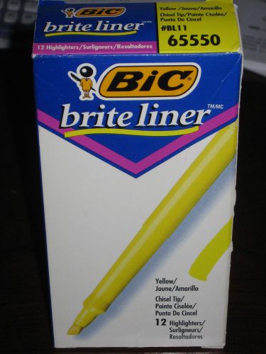 BIC Brite Liner Chisel Tip Fl. Yellow Highlighters Box of 12