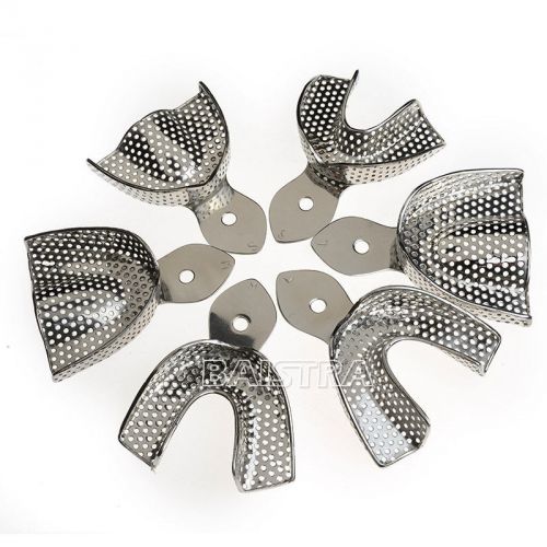 Impression trays upper &amp; lower dental lab stainless steel autoclavable 6pcs/set for sale