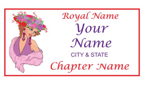 Personalized name badge / tag  #90 for the red hat lady with a magnetic fastener for sale