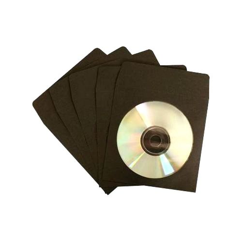 100 Black Paper CD Sleeves Window Flap Case Cassette Disc Holder Supply Storage
