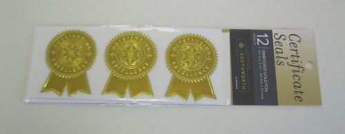 Southworth brand certificate seals, 12 gold award achievement sticker seals for sale