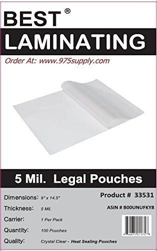 Best Laminating® - 5 Mil Clear Legal Size Thermal Laminating Pouches - 9 X 14.5
