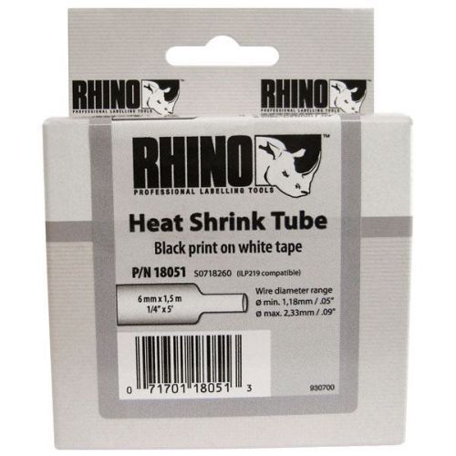 RHINO 18051 Heat shrink Tube for RhinoPro Tape-Length:5&#039;,W:1/4&#039;,Color:White