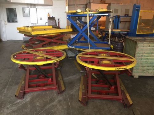 Industrial spring loaded tables for parts.