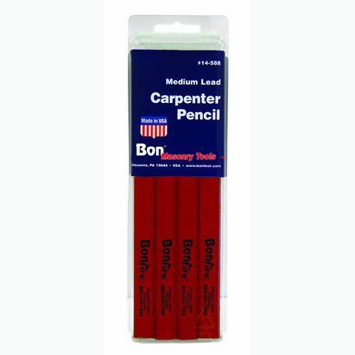 12-Pack 7&#034; Medium Black Hard Lead Carpenters Pencil With Outside Red Casing