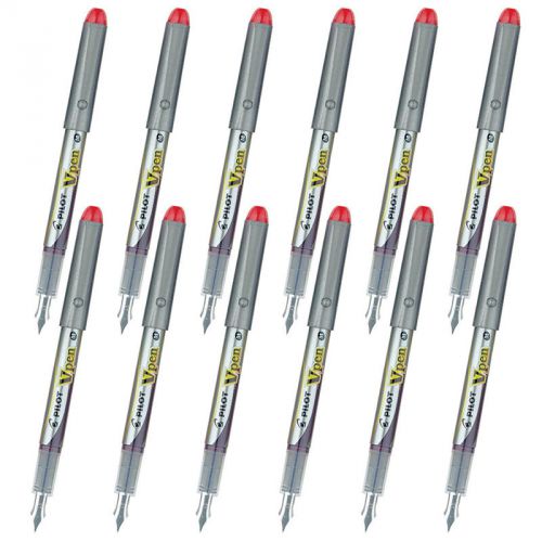 GENUINE Pilot SVP-4M Vpen Disposable Fountain Pen (12pcs) - Red Ink