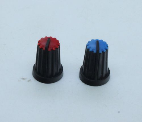 20 x Plastic Control Knob Insert Type 14mmDx19mmH 6mm Knurled Shaft Red or Blue