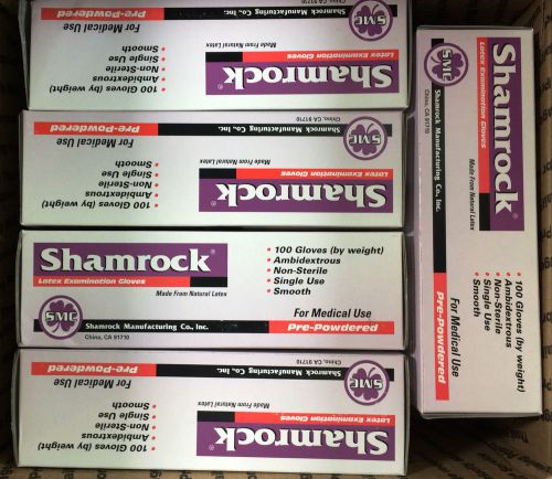 Shamrock Latex Examination Gloves 11112 SizeMedium 5 Boxes of 100