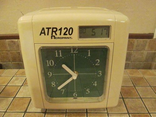 ACROPRINT ATR120 TOP LOADING TIME CLOCK 3 3/8&#034; CARDS WORKS NEEDS INK PRICED LOW!