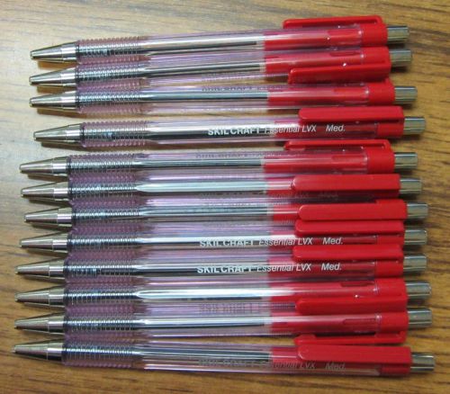 12 SkilCraft Retractable LVX Medium Point Ballpoint Ball Point Pen  RED Ink