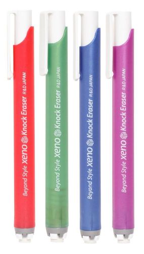 Xeno Knock Retractable Click Eraser Pen, Assorted Colors