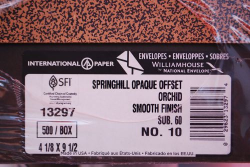 Box of 500=SPRINGHILL 13297 Opague Offset ORCHID 60# Smooth #10 Envelopes #S6370