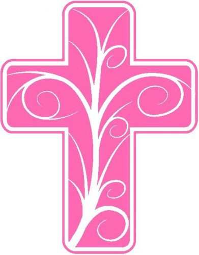 30 Custom Pink Swirl Cross Personalized Address Labels
