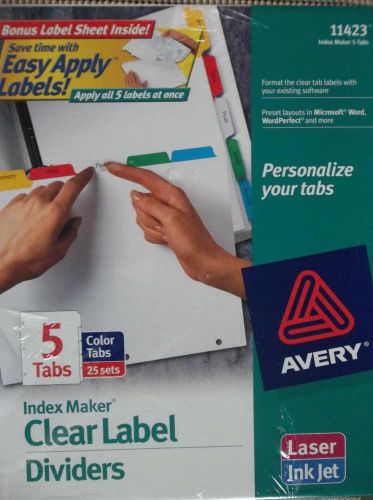 25 Sets  AVERY 11423 Laser Inkjet INDEX MAKER Clear Label Dividers 5 Tabs NIP