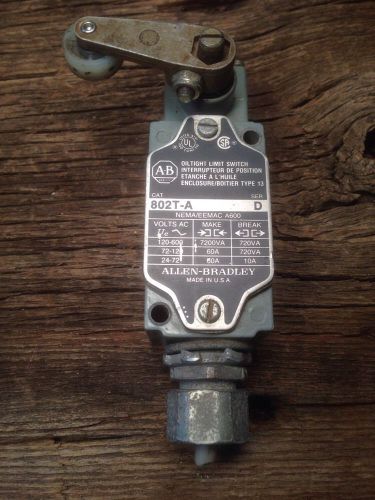 Allen Bradley 802T-A Oil tight Limit Switch Series D Nema A600 Used GC