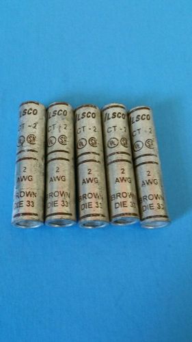 (5)ILSCO CT-2 Compression Fitting,2AWG,Brown die 33,Free shipping