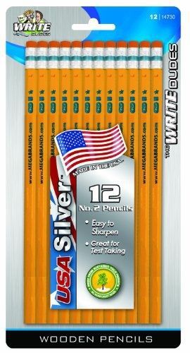 The Board Dudes Write Dudes USA Silver Wooden # 2 Pencils, 12-Count (14730AA-48)
