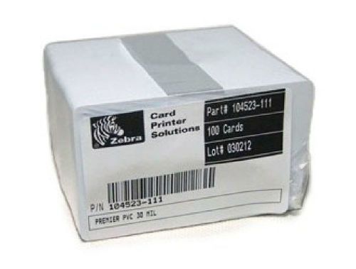 100x zebra 104523-111 standard blank white premier pvc card cr80 30mil for sale