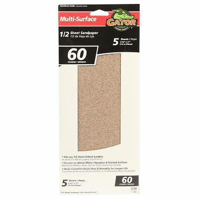 Ali industries 5-pack 1/2-sheet 60-grit sandpaper for sale
