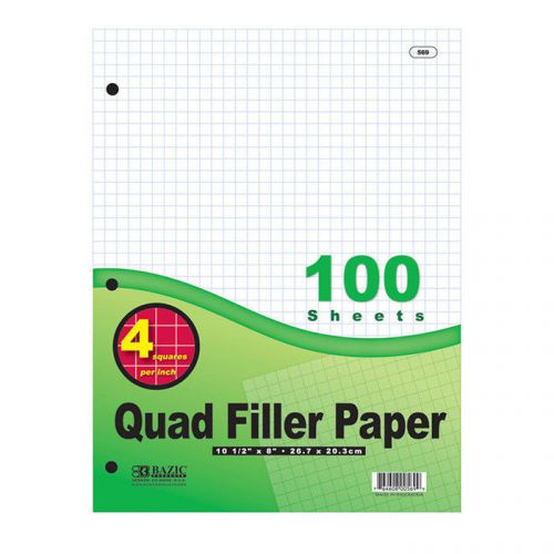 80 Sheets Quad Filer Paper - Graph Paper - 4 Squares Per Inch - 10.5&#034; x 8&#034;