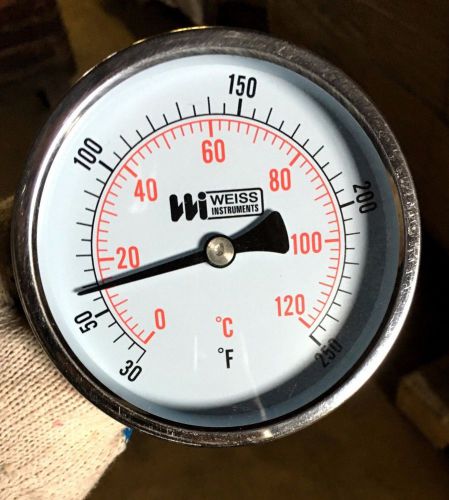 Weiss Instruments HWBM40 4.0&#034; Dial 1.8&#034; Stem 30-250 F&amp;C Thermometer 1/2&#034; NPT