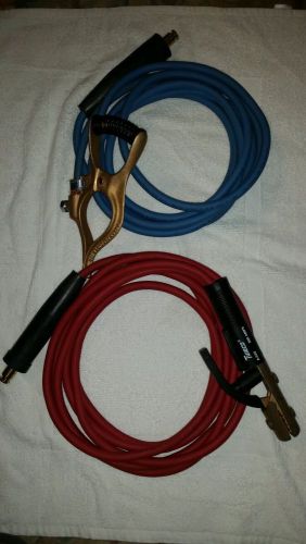 Red &amp; blue arctic flex welding stinger &amp; ground   2 AWG . Both 15&#039; done professi