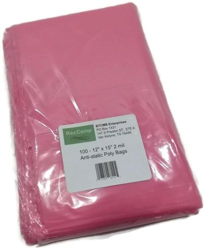 LOT of 100 - 12 x 15&#034; 2 Mil Anti-Static Poly Bags for Motherboards, LCD Screens
