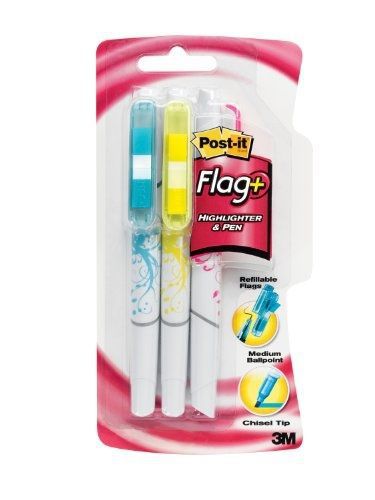 Post-it flag+ ballpoint pen and highlighter, black ink with blue, pink, and for sale