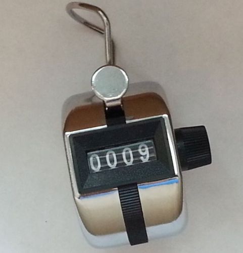 Chrome Hand Tally Counter 4 digit 0000-9999 Lot of 2.