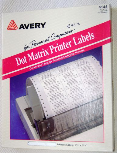 Avery 4143 Dot Matrix Printer 4&#034; x 15/16&#034; Address Labels 2000 ct NEW