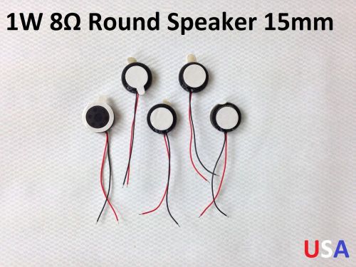 5x 15mm Round Speaker 1W 8 Ohm Wired Adhesive Tablet Repair USA