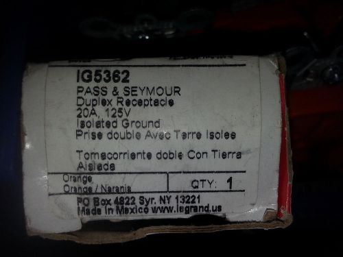 Legrand Pass &amp; Seymour - 20-Amp Orange Iso Ground Duplex Receptacle (IG5362) NEW