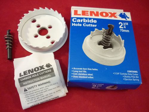 LENOX  2-3/4&#034; (70MM) CARBIDE HOLE CUTTER SAW 20113-44CHC SHEET METAL STAINLESS