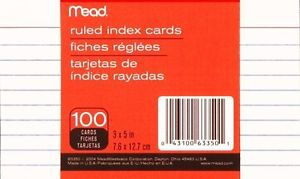 Mead Ruled Index Cards, 3 x 5 Inches, 100 Count of Index Cards (12 Pack) (63233)