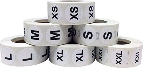 White Round Clothing Size Stickers Adhesive Labels For Retail Apparel XS S M L