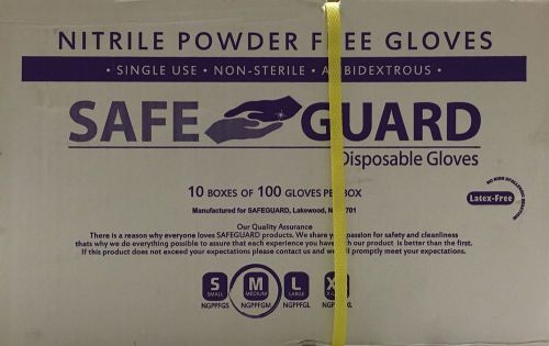 1,000 Safeguard Disposable Gloves Nitrile Powder Free- MEDIUM (M)