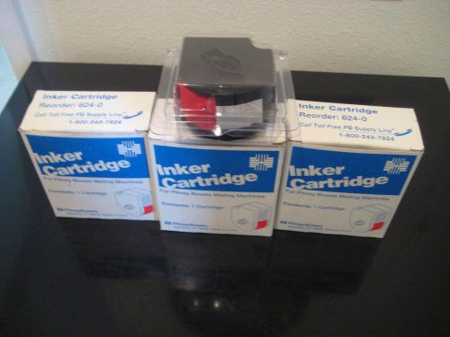 3 THREE 624-0 Pitney Bowes Red Inker Cartridge