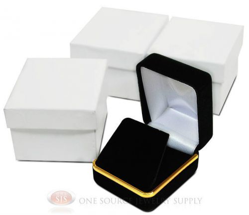 3 Piece Black Velvet Pendant Earrings Jewelry Gift Boxes 1 7/8&#034; x 2 1/8&#034;