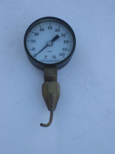Ashcroft pressure gauge 0-100 psig 1/2&#034; npt--2-3/4&#034; diameter--hose fitting added for sale