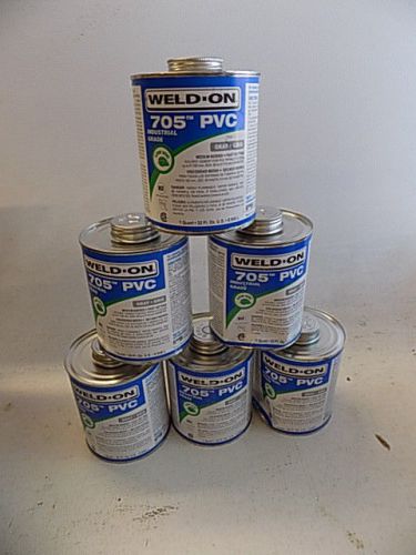 Six 1 Qt Cans Weld On 705 Industrial Grade Gray PVC Solvent Cement