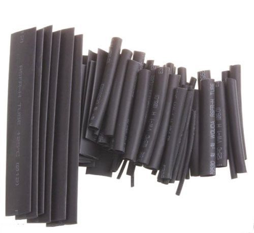 370PCS Size Black Color  Heat Shrinkable Tube Sleeving Wrap Wire Kit 2:1 M992 QL