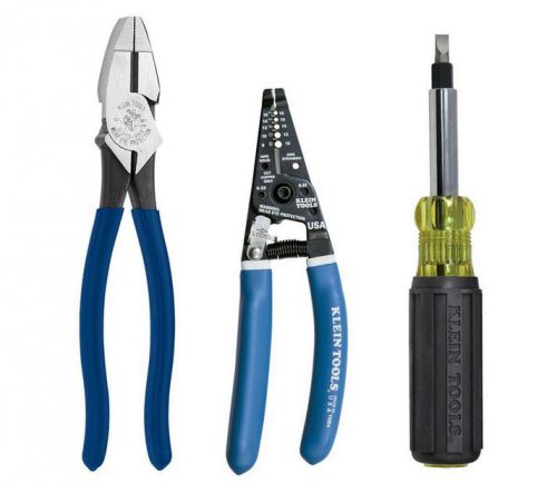 Klein Tools Electrician&#039;s Tool Set-Pliers/Wire Strippers/Screwdriver-Nut Driver