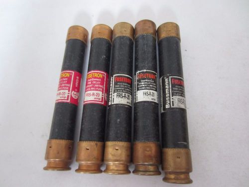 Lot of 5 bussmann fusetron frs-r-20 fuses 20a 20 amps tested for sale
