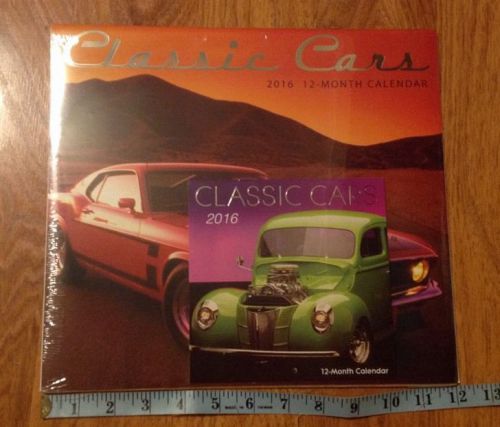 New Sealed CLASSIC CARS 2016 ~  12 Month &amp; Miniature Calendar ~ 12&#034; Wall Hanging