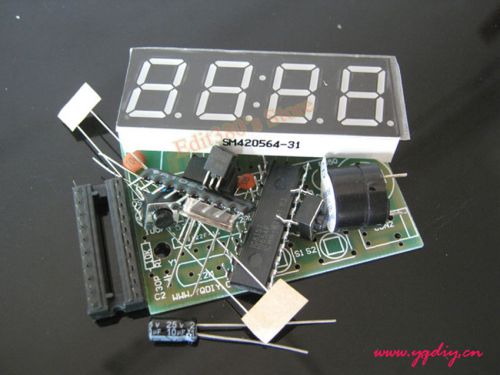 Diy 51 mcu alarm clock electronic kits timekeeping adjustable 5v input 4bit disp for sale