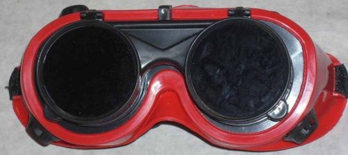 Red Welding Safety Goggles 50mm Round Flip Front Lens Shade 5