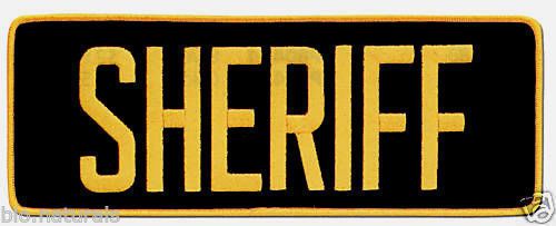 LARGE EMBROIDERED SHERIFF PATCH GOLD BLUE BACK UNIFORM JACKET 11 X 4 QUALITY USA