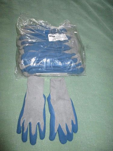 Crinkle Fingergrip Work Gloves-Blue/Gray XL Package of 12 Pair NEW